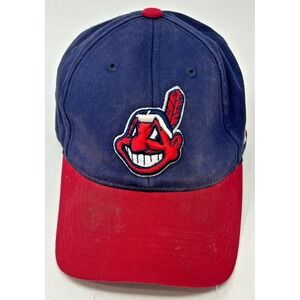 Cleveland Indians MLB Team Logo Strapback Hat Navy Red Adjustable Baseball Cap